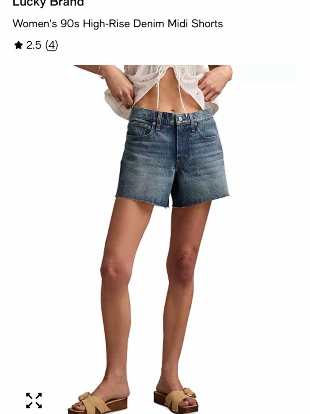 Lucky Brand Blue High-Rise Denim Midi Shorts